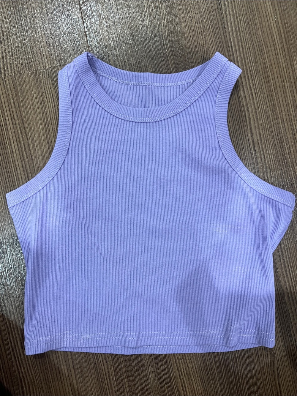 Lilac Ribbed Cropped Tank Top - Women